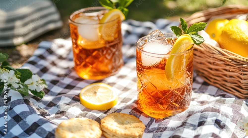 Summer Picnic with Iced Tea and Lemon Summer Picnic with Iced Tea and Lemon