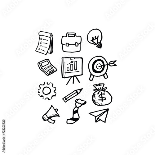 Wallpaper Mural business icon set hand drawn style isolated on white background Torontodigital.ca