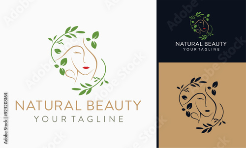 Vector Beautiful Woman S Logo Design Cosmetics Beauty fresh facial natural beauty logo with woman face