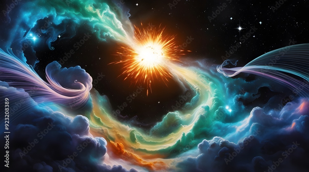 Obraz premium Colorful space galaxy cloud nebula. Stray night cosmos. Universe science astronomy. Supernova background wallpaper