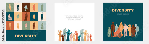 Diversity theme card set. Modern colorful design.