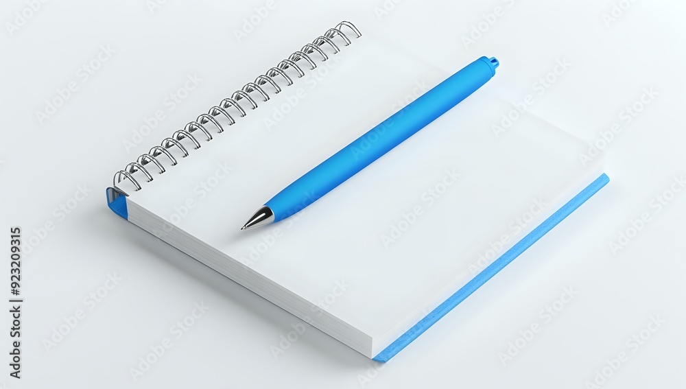 Blank Notebook and Blue Pen Ready for Writing - A Minimalist Stationery Setup Blank Notebook and Blue Pen Ready for Writing - A Minimalist Stationery Setup