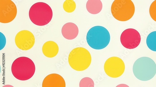 Wallpaper Mural This surface features an arrangement of colorful polka dots in multiple sizes on a light backdrop Torontodigital.ca