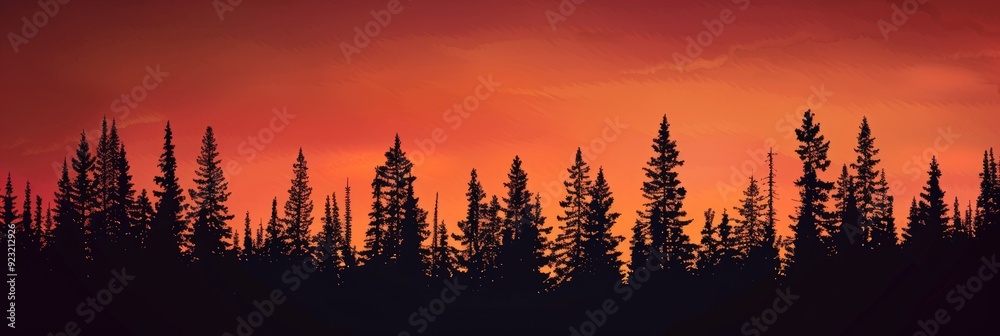 Silhouette of trees against a sunset backdrop Silhouette of trees against a sunset backdrop