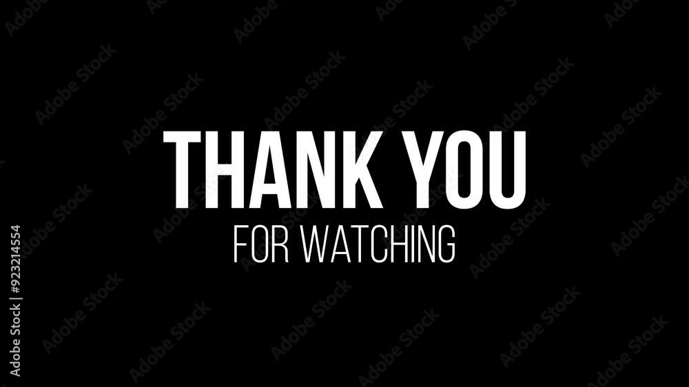 Text animation thank you for watching with blurring text  on a black isolated background. 4K