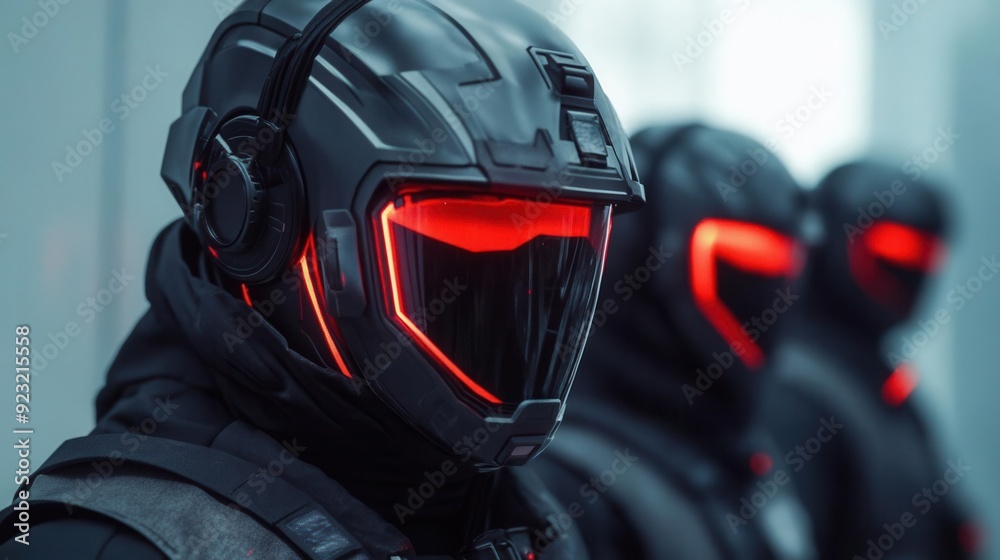 Masked security personnel in a scifi themed costume Masked security personnel in a scifi themed costume