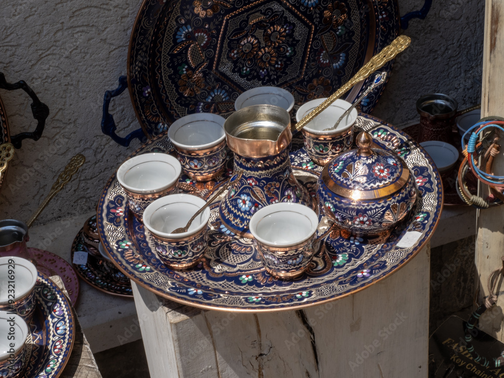 Beautiful decorated teapots and vases for sale. Montenegro.