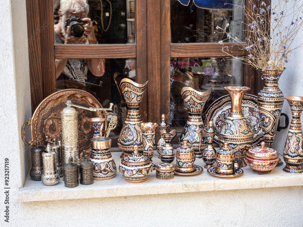 Beautiful decorated teapots and vases for sale. Montenegro.