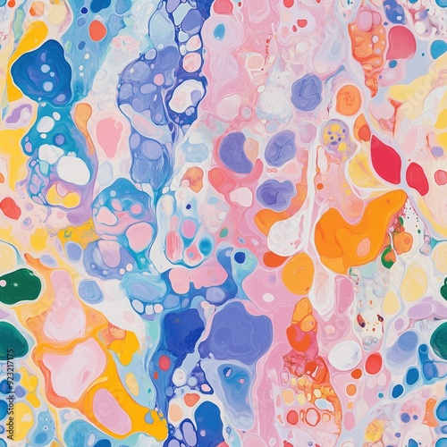 Seamless pattern of Molecular Structure and Cellular Regeneration with Vibrant Colors and Organic Patterns