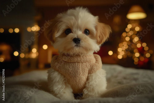 Puppy dressed in a costume photo