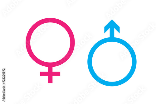 Gender symbols in pink and blue isolated - stock vector eps