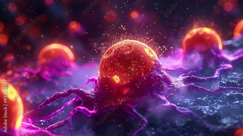 3d illustration of cancer cells. Cancer disease concept, medically accurate illustration of a cancer cell