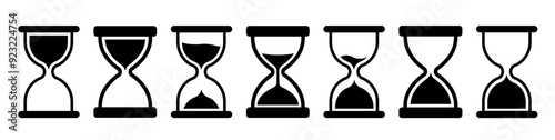 Sand watch icon set. Hourglass symbol. Sandglass logo. Flat vector illustration.