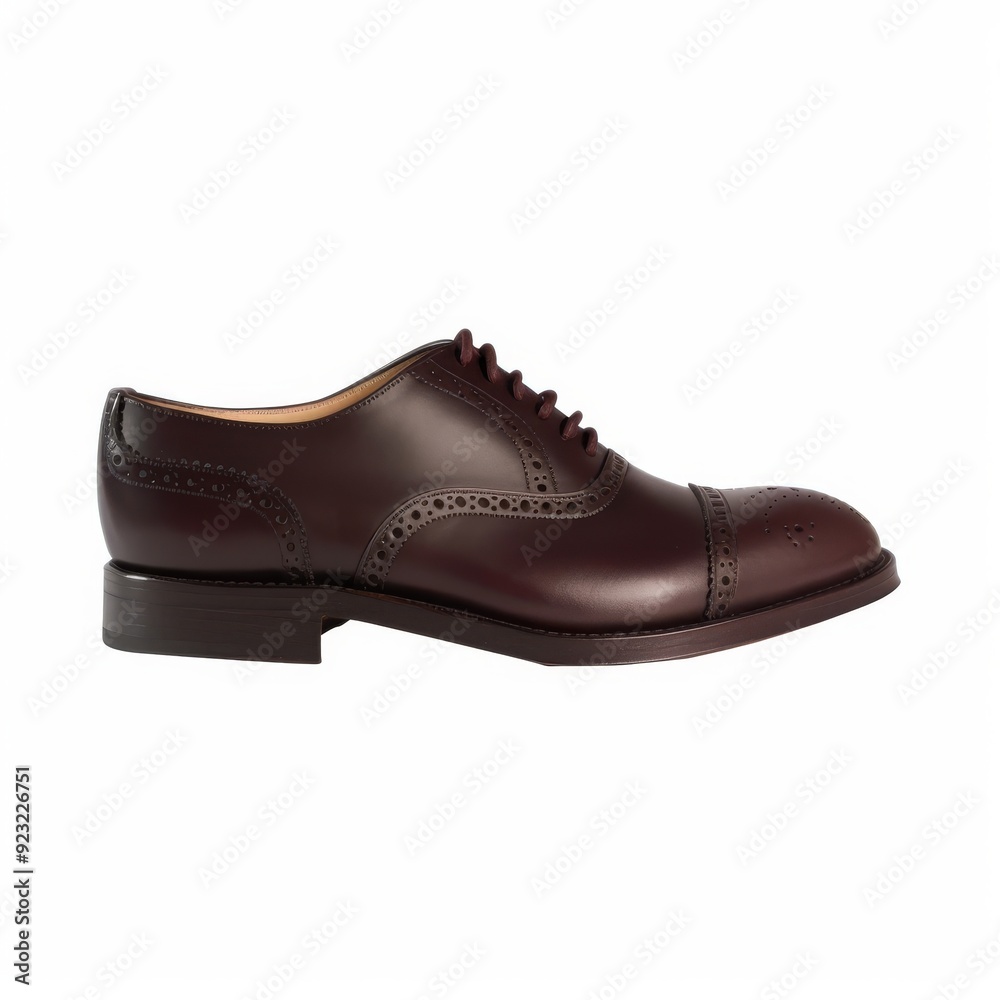 Stylish Brown Leather Dress Shoe with Brogue Detailing, Perfect for Formal Events and Office Wear