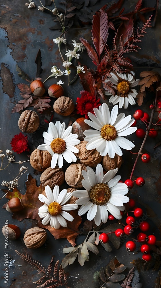 Autumn Floral Arrangement with Nuts and Berries. Autumn Floral Arrangement with Nuts and Berries.