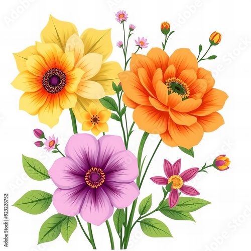 a close up of a bunch of flowers on a white background.