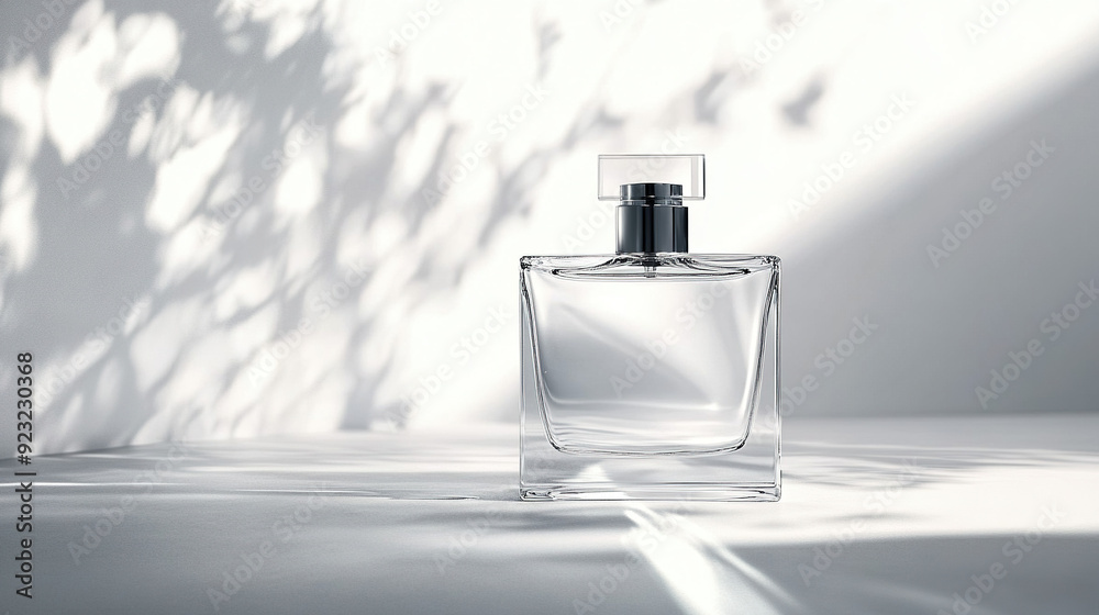 A clean white background product shot of a designer perfume bottle with soft shadows and subtle reflections that enhance the elegant and sophisticated package design A clean white background product shot of a designer perfume bottle with soft shadows and subtle reflections that enhance the elegant and sophisticated package design