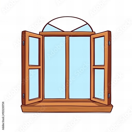 a cartoon window with a glass pane and a window sill. photo