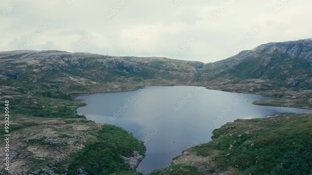 A Serene Setting at Pålvatnet Lake in Åfjord, Trøndelag County, Norway - Drone Flying Forward A Serene Setting at Pålvatnet Lake in Åfjord, Trøndelag County, Norway - Drone Flying Forward