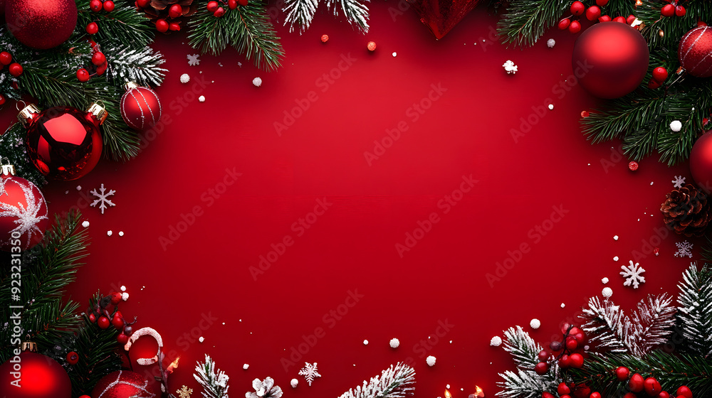 Create a festive Christmas poster background in red