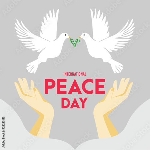 International Day of Peace vector. Peace Dove Vector. Planet Earth with Pigeons. Poster for International Day of Peace, September 21. Important day