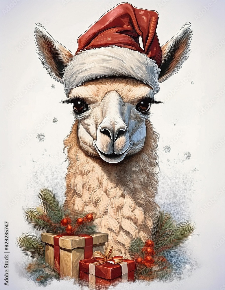 Christmas lama with gifts Christmas lama with gifts