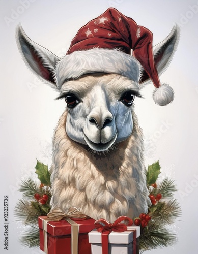 Christmas lama with gifts  photo