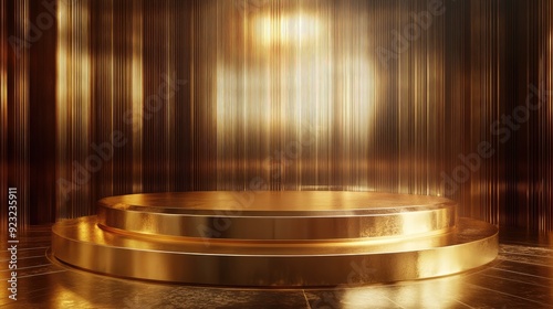 Golden gold luxury stage podium premium products showcase for advertising montage background.