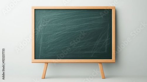 3D render of an education icon depicting a blackboard with chalk and an eraser isolated on a clean white background  Represents the concept of learning teaching academic studies and school supplies