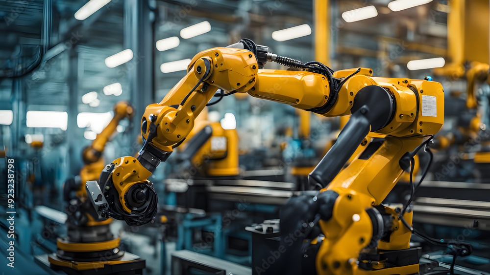 a close up of a robot arm in a factory with a glass wall a close up of a robot arm in a factory with a glass wall