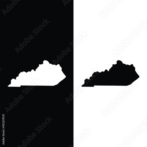 Kentucky state map vector silhouette illustration. United States of America 