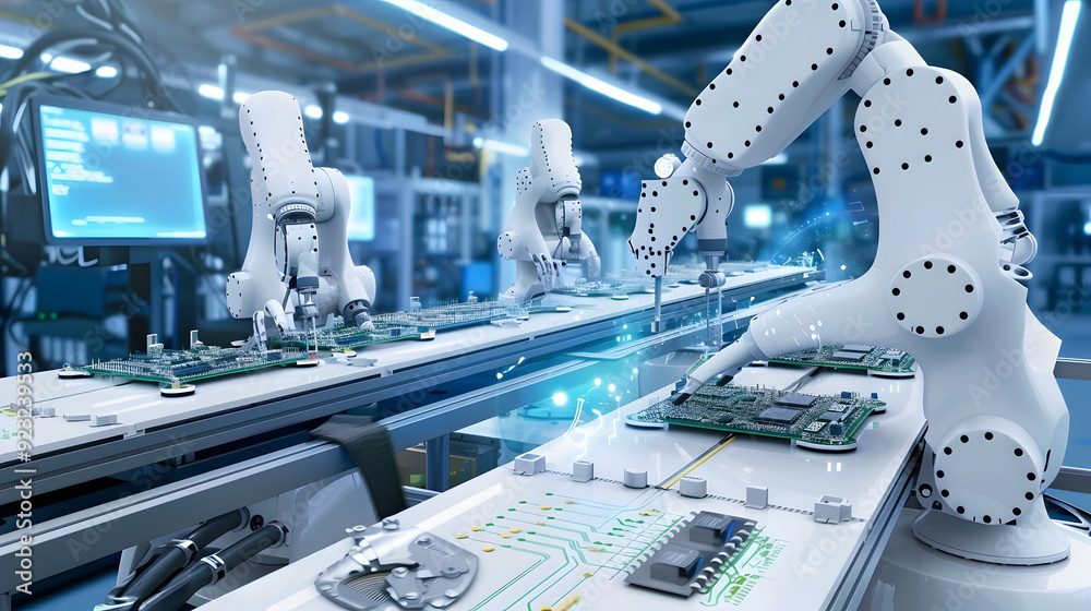 自動化されたロボットアームによる精密製造:未来の工場を映し出す先進技術の画像 自動化されたロボットアームによる精密製造:未来の工場を映し出す先進技術の画像
