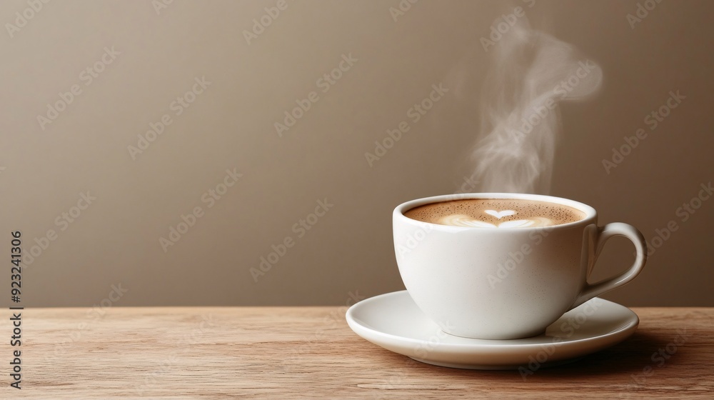 A single coffee cup with rising steam captured in a minimalist style against a pristine background The image is simple yet elegant with a focus on a limited color palette of whites and beiges Stock A single coffee cup with rising steam captured in a minimalist style against a pristine background The image is simple yet elegant with a focus on a limited color palette of whites and beiges Stock