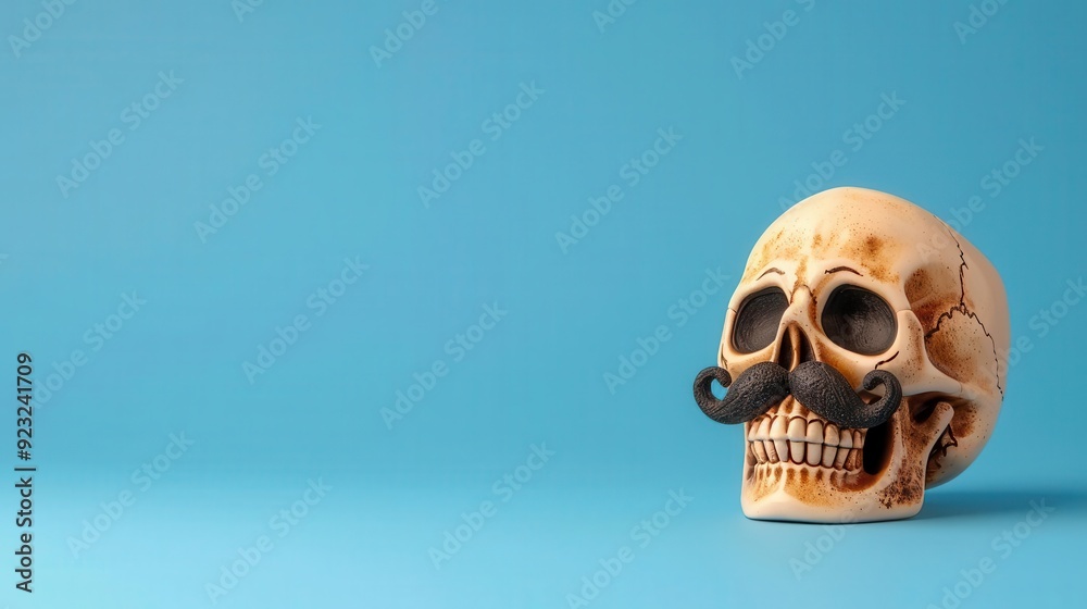 Skull with Mustache Featuring a mustache