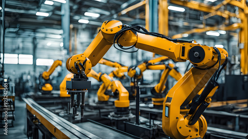 a close up of a machine in a factory with a yellow color