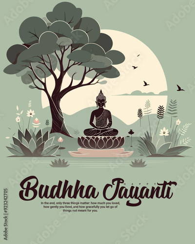 Happy buddha jayanti social media post banner template