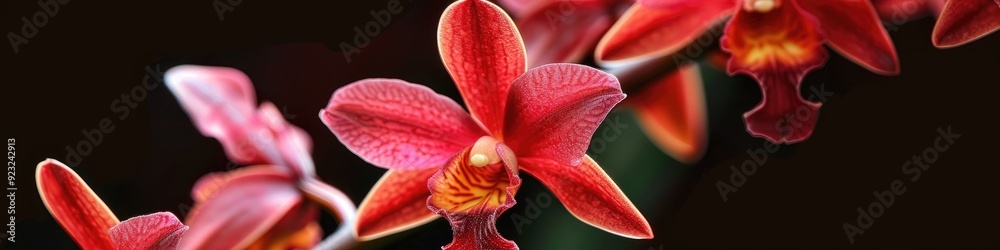 Close-up view of a unique and vividly colored dendrobium black cat orchid Close-up view of a unique and vividly colored dendrobium black cat orchid