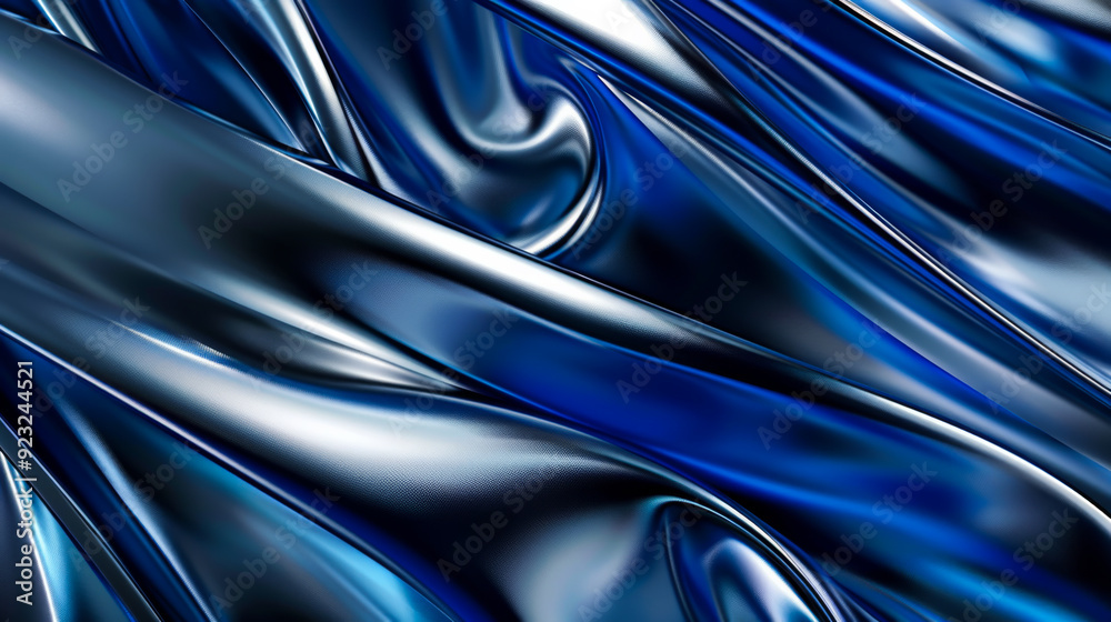 Abstract background. Deep blue and silver wavy lines. Copy space. Abstract background. Deep blue and silver wavy lines. Copy space.