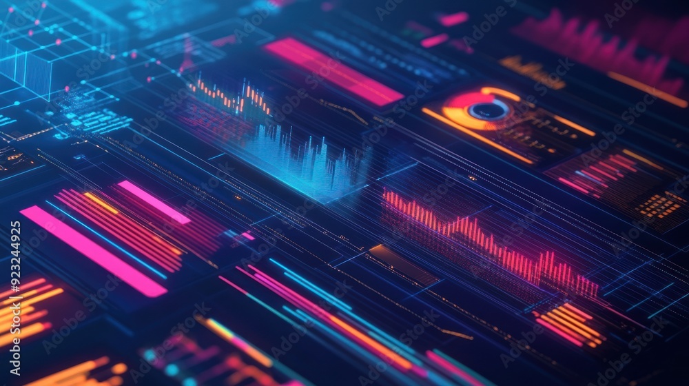 Obraz premium Abstract Digital Interface with Neon Lights
