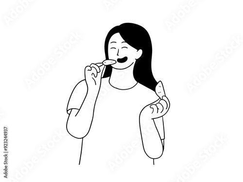 Woman eating chips snack