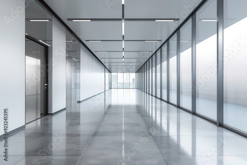 Office Corridor. Modern Architecture Interior of an Empty Office Corridor