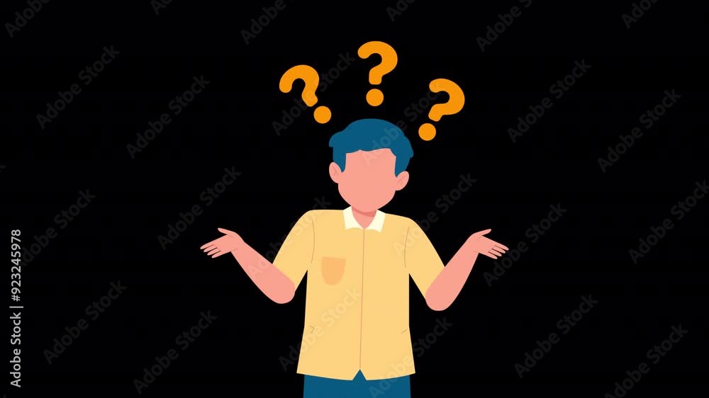 Character Asking Questions Animation 4K On Alpha