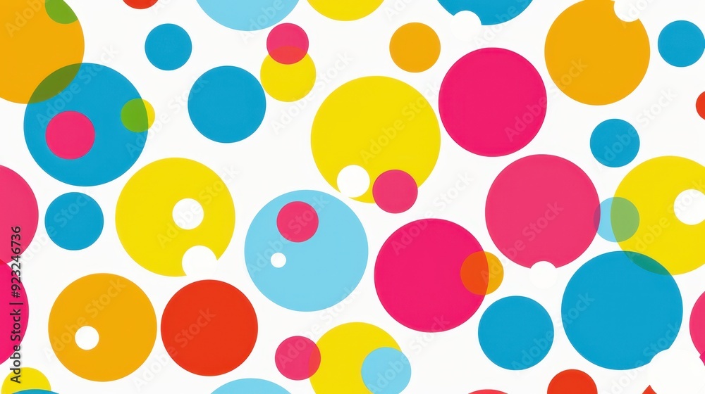 A vibrant collection of multicolored dots arranged playfully across a white backdrop A vibrant collection of multicolored dots arranged playfully across a white backdrop