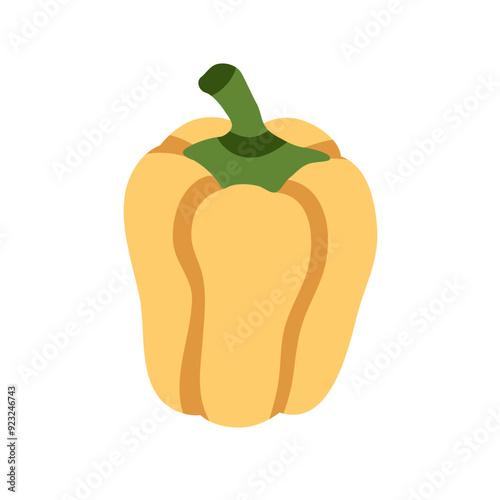 Bell pepper, fresh sweet vegetable icon. Organic natural food, ripe yellow pa...
