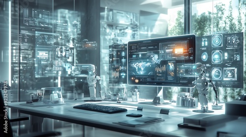 Wallpaper Mural a sleek minimalistic workspace with advance technology Torontodigital.ca