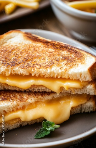 Savory Sunrise: A Scrumptious Breakfast of Grilled Cheese Sandwiches Heralding the Start of a Delicious Day, Food, suitable for food blogs and food websites