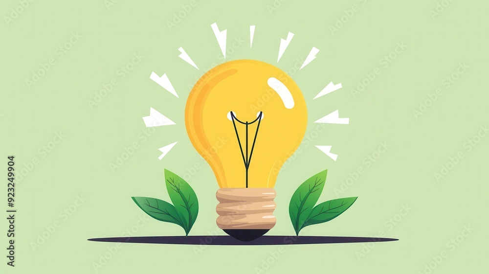 Bright light bulb with tree rings, ideas developing over time, flat design illustration Bright light bulb with tree rings, ideas developing over time, flat design illustration
