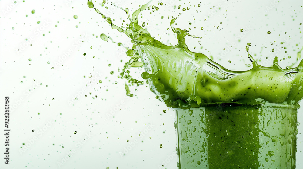 Green smoothie splash with vibrant motion and fresh energy Green smoothie splash with vibrant motion and fresh energy