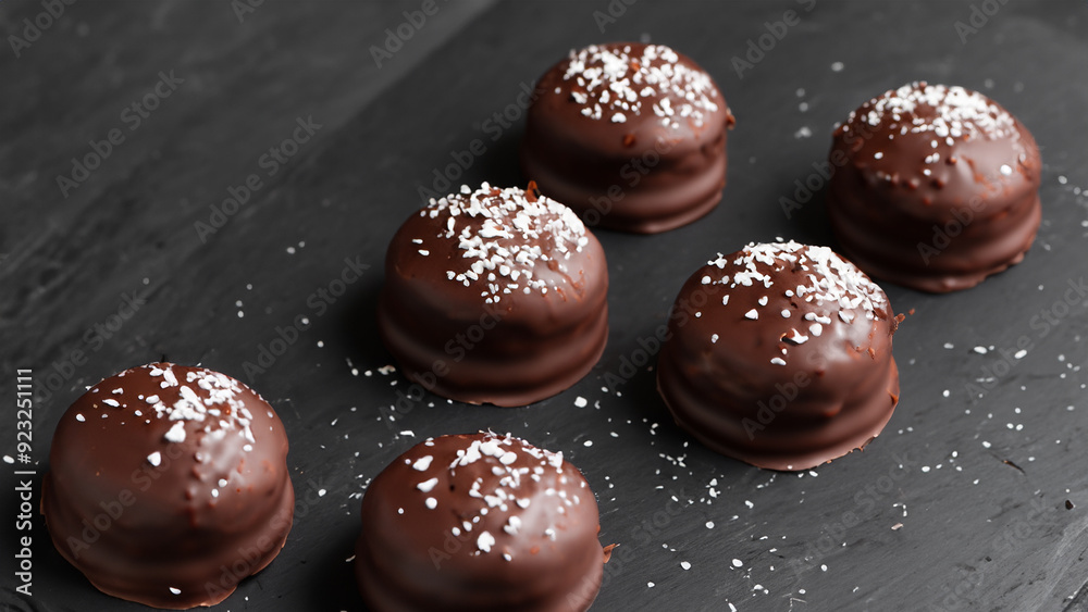Chocolate cakes on black board. Chocolate cakes on black board.