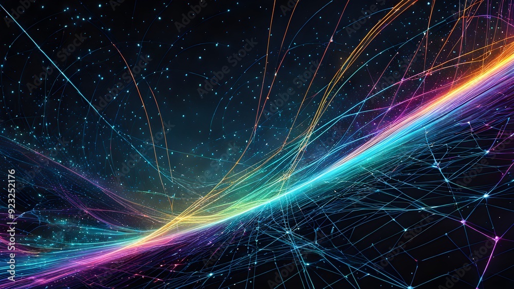A colorful, swirling line of light that appears to be moving through space A colorful, swirling line of light that appears to be moving through space